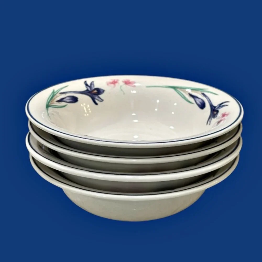 Forever Spring Stoneware Side Bowls Set of 4 Cereal Soup Fruit Dessert Vintage